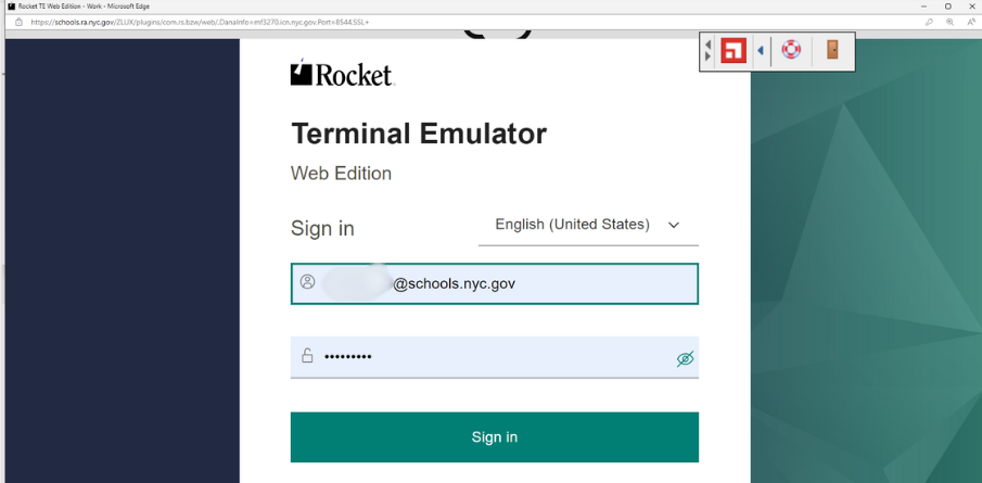 Rocket Terminal Emulator Web Edition Log In Screen